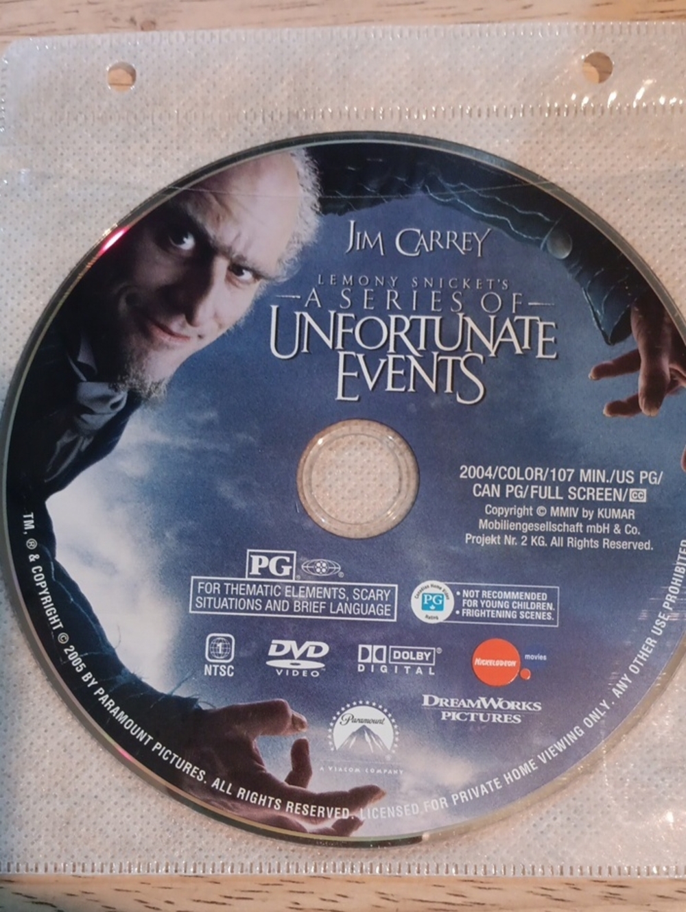 A Series of Unfortunate Events (DVD) *NO CASE*